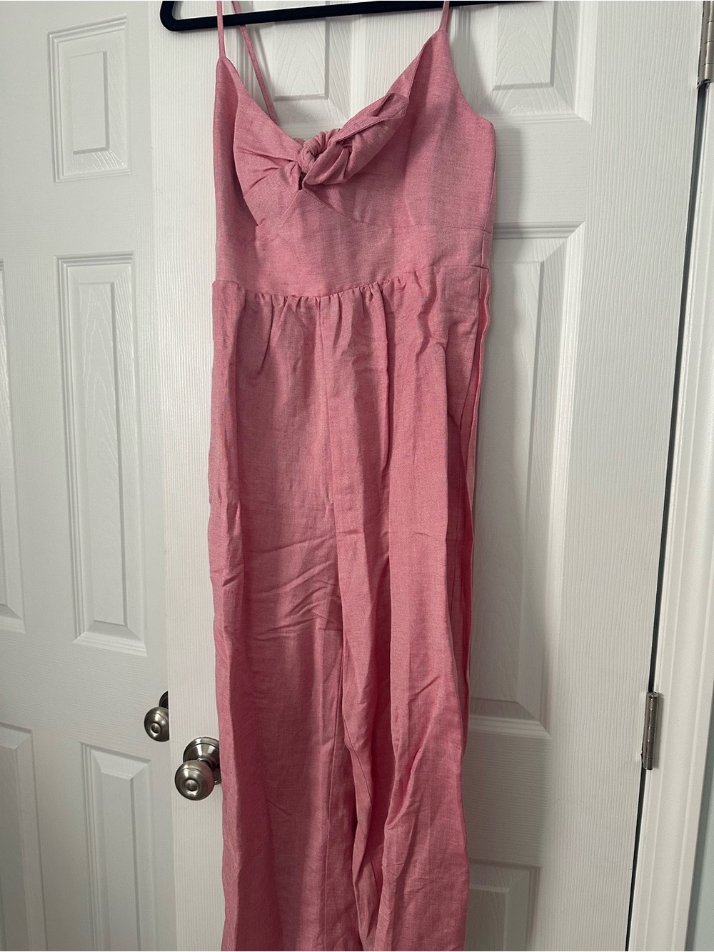 LOFT Dusty Pink Spaghetti-Strap Knot-Front Jumpsuit